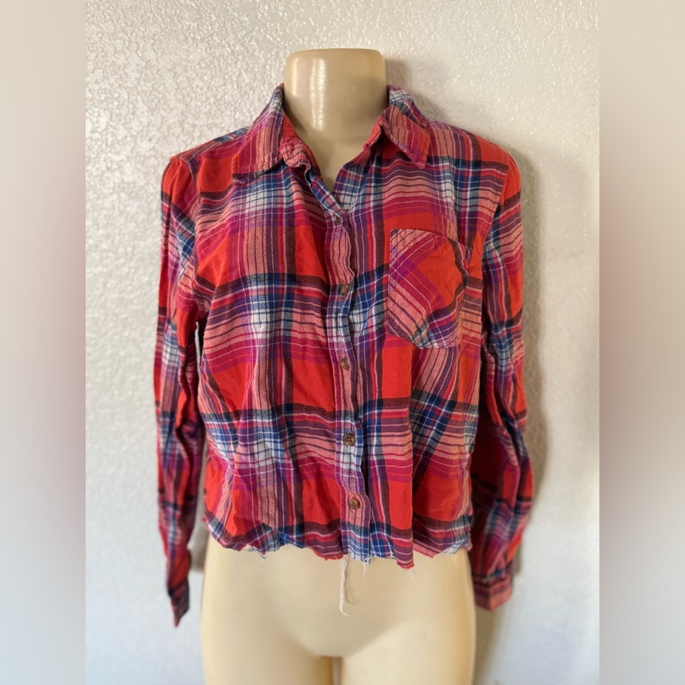 Los Angeles sexy western Pink and Blue Plaid Shirt